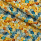 Painted Hexies Pattern 6 Fleece Fabric — fleece fabric folded close-up preview (mv-fleece-v1:lying)