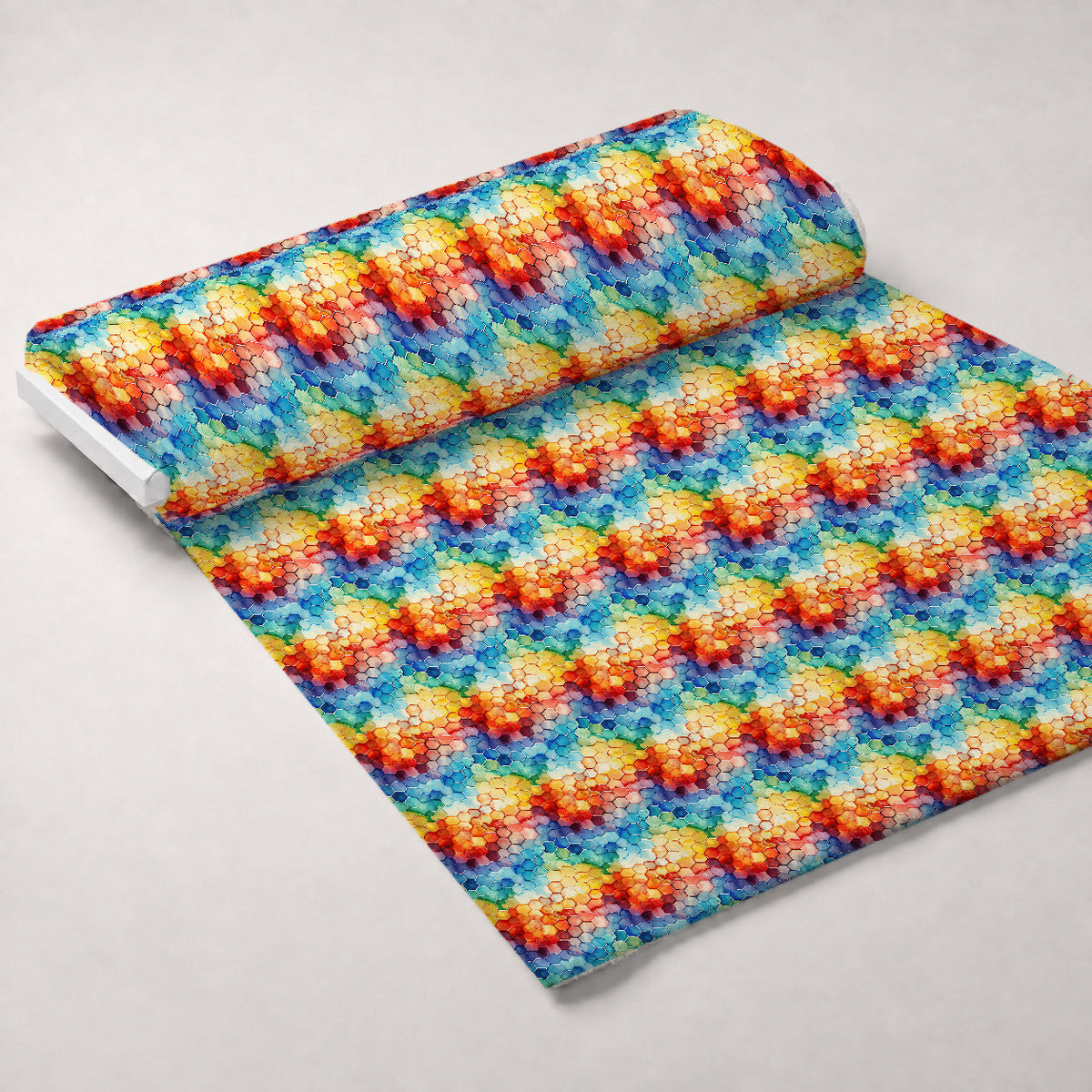 Painted Hexies Pattern 8 Fleece Fabric — fleece fabric unrolled bolt preview (mv-fleece-v1:bolt)
