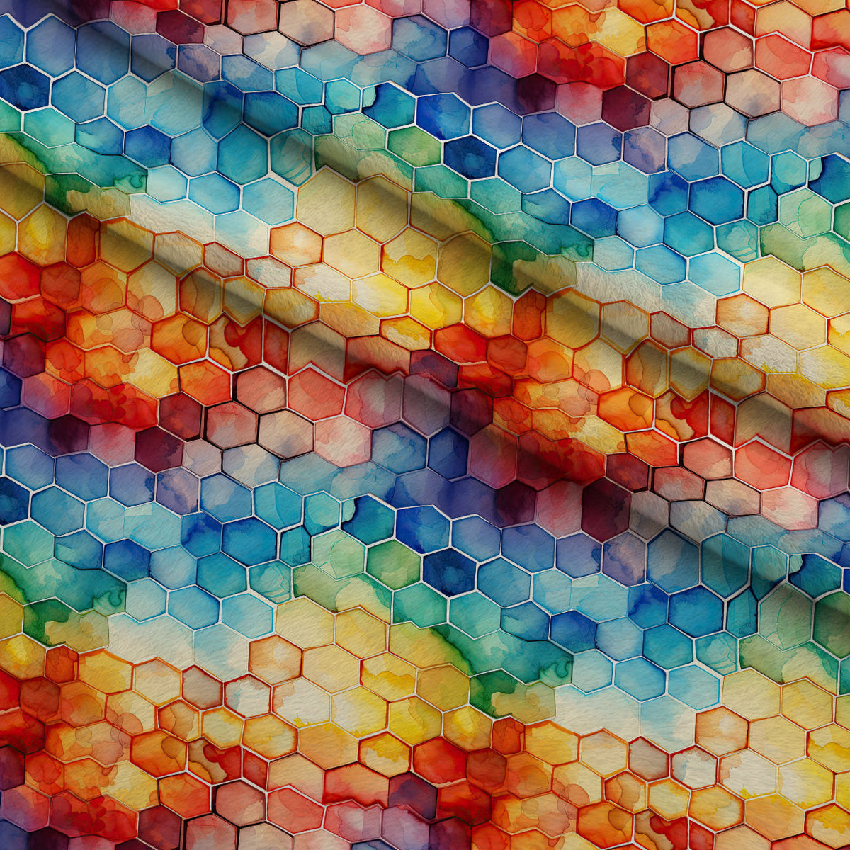 Painted Hexies Pattern 8 Fleece Fabric — fleece fabric folded close-up preview (mv-fleece-v1:lying)