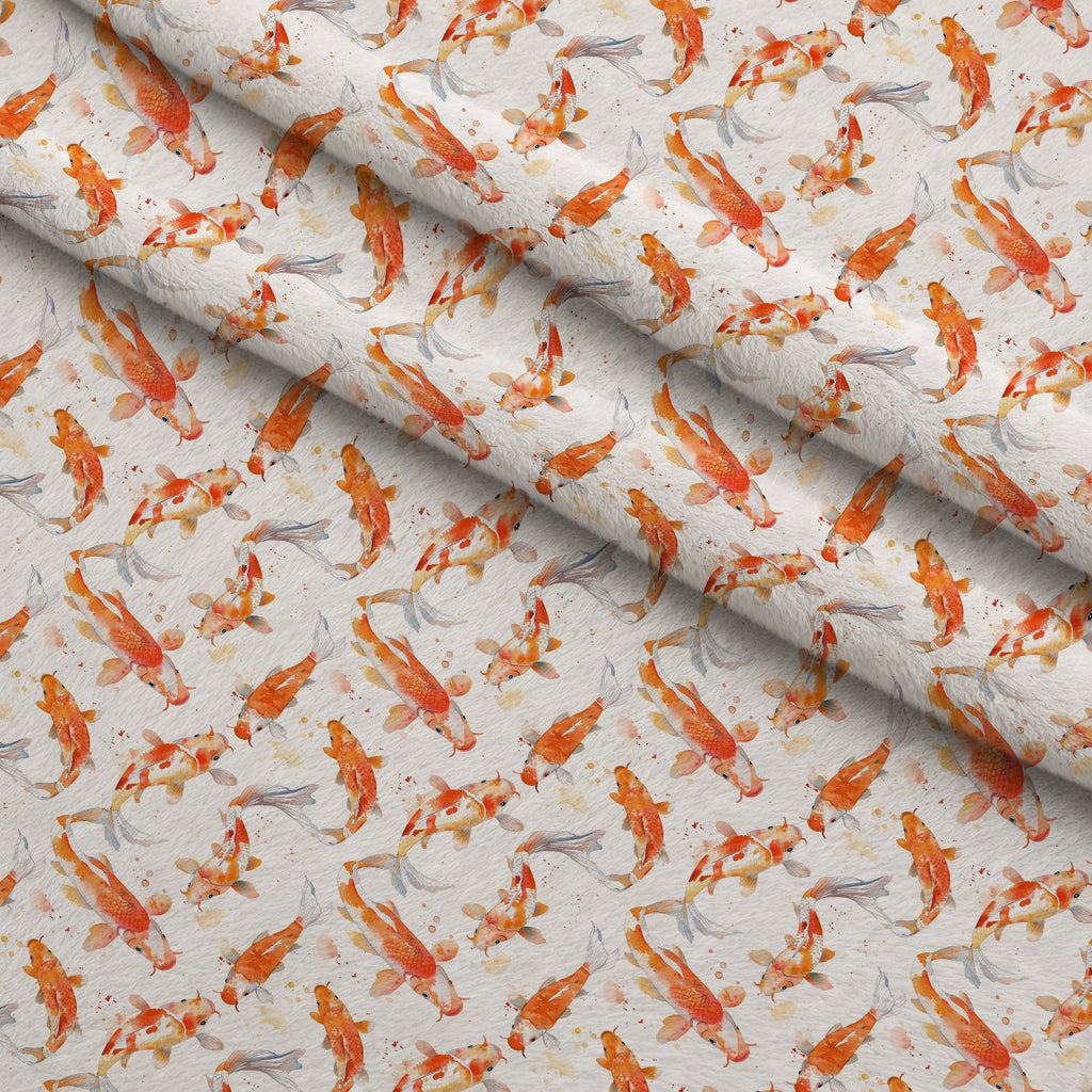 Painted Koi Pattern 12 Fleece Fabric — fleece fabric folded close-up preview (mv-fleece-v1:lying)