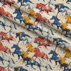 Painted Mustangs Pattern 1 Fleece Fabric — fleece fabric folded close-up preview (mv-fleece-v1:lying)