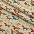 Painted Mustangs Pattern 4 Fleece Fabric — fleece fabric folded close-up preview (mv-fleece-v1:lying)