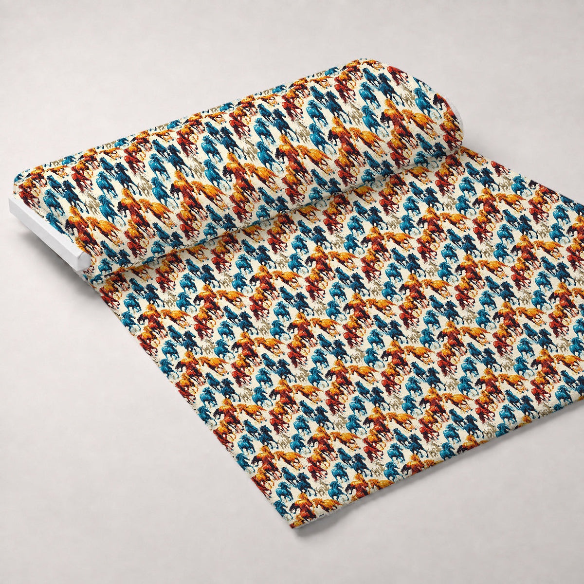 Painted Mustangs Pattern 5 Fleece Fabric — fleece fabric unrolled bolt preview (mv-fleece-v1:bolt)
