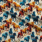 Painted Mustangs Pattern 5 Fleece Fabric — fleece fabric folded close-up preview (mv-fleece-v1:lying)