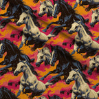 Painted Mustangs Pattern 7 Fleece Fabric — fleece fabric folded close-up preview (mv-fleece-v1:lying)