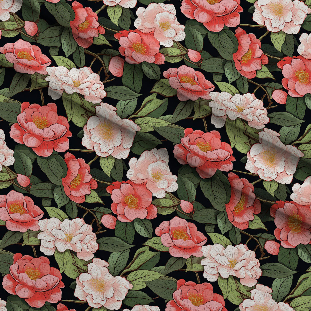Painted Peonies Pattern 3 Fleece Fabric — fleece fabric folded close-up preview (mv-fleece-v1:lying)