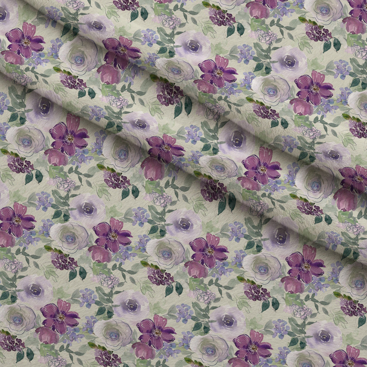 Painted Petal Garden Pattern 2 Fleece Fabric — fleece fabric folded close-up preview (mv-fleece-v1:lying)