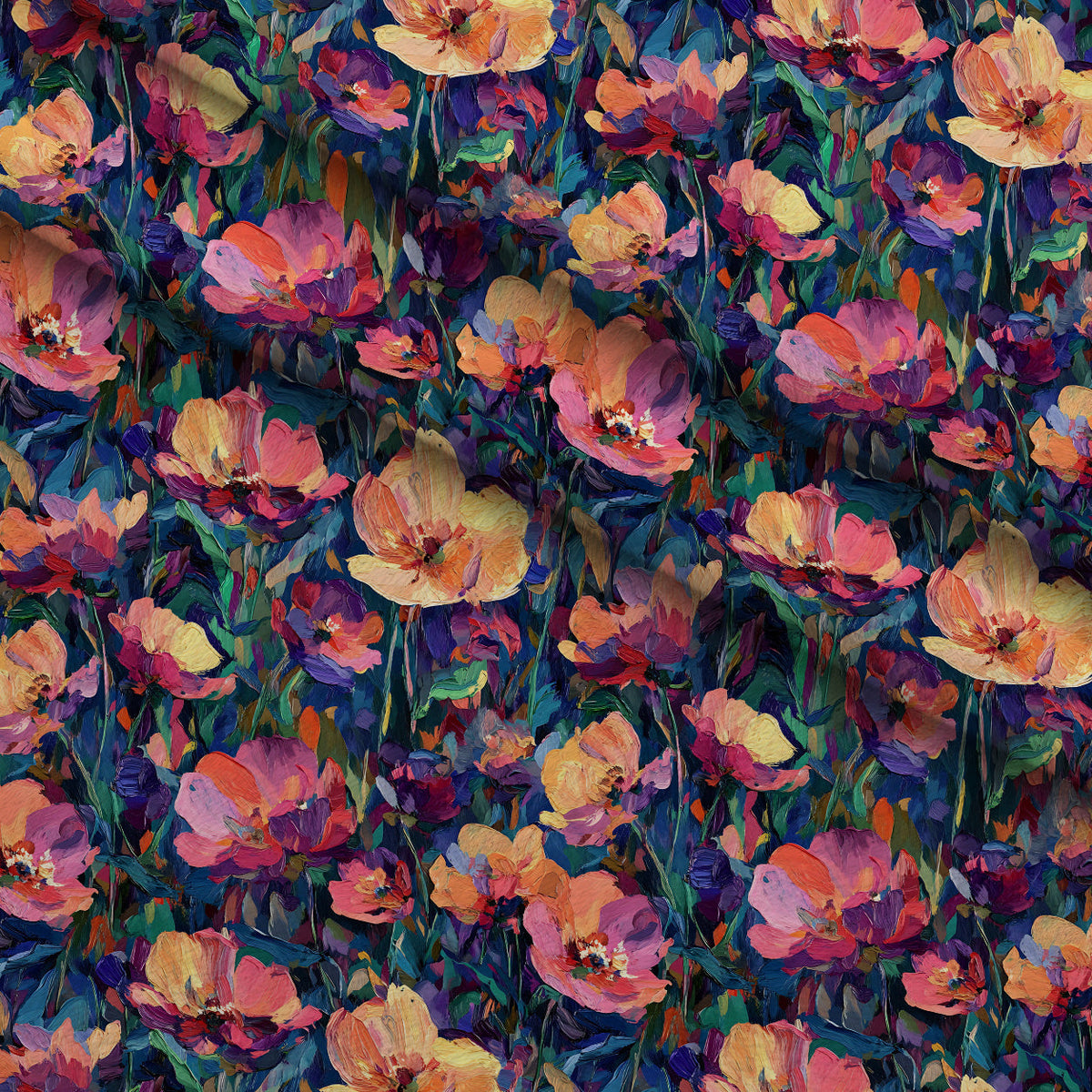 Painted Petals Pattern 19 Fleece Fabric — fleece fabric folded close-up preview (mv-fleece-v1:lying)