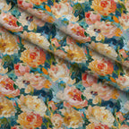 Painted Petals Pattern 2 Fleece Fabric — fleece fabric folded close-up preview (mv-fleece-v1:lying)