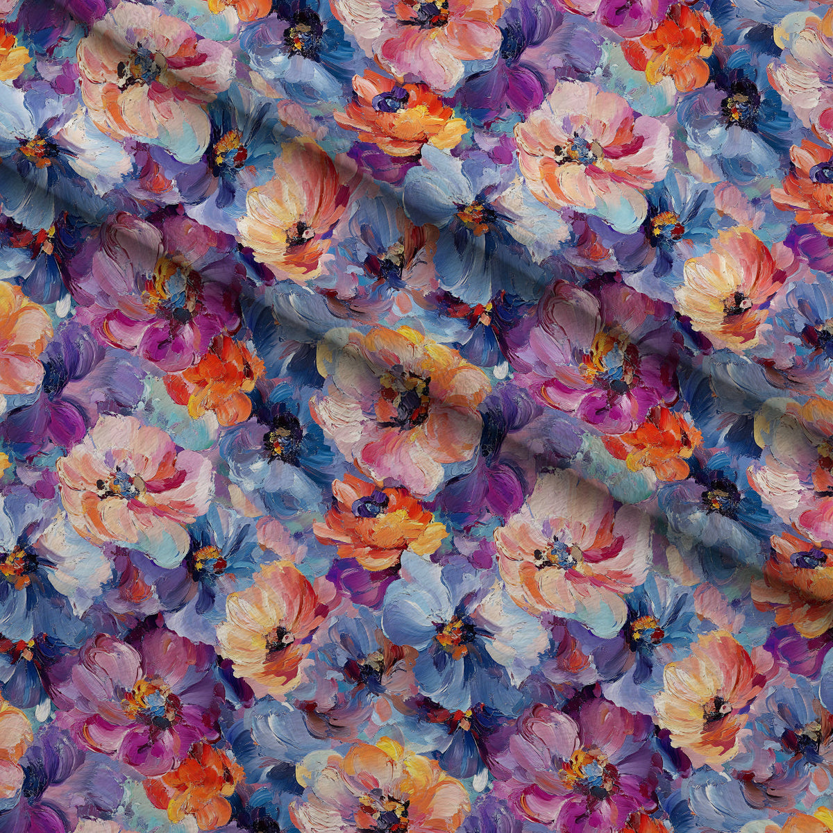 Painted Petals Pattern 7 Fleece Fabric — fleece fabric folded close-up preview (mv-fleece-v1:lying)