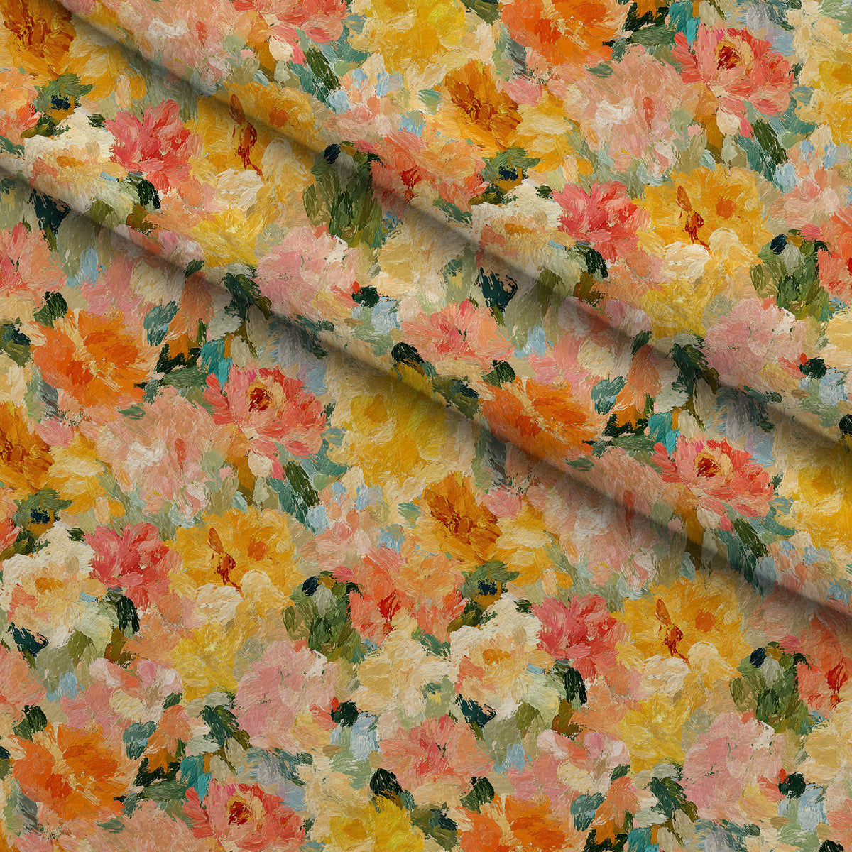 Painted Petals Pattern 8 Fleece Fabric — fleece fabric folded close-up preview (mv-fleece-v1:lying)