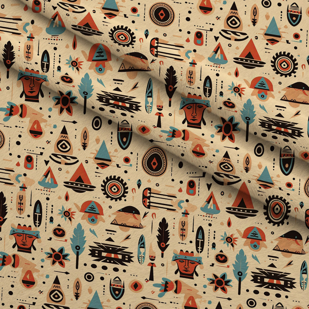 Painted Plains Pattern 1 Fleece Fabric — fleece fabric folded close-up preview (mv-fleece-v1:lying)