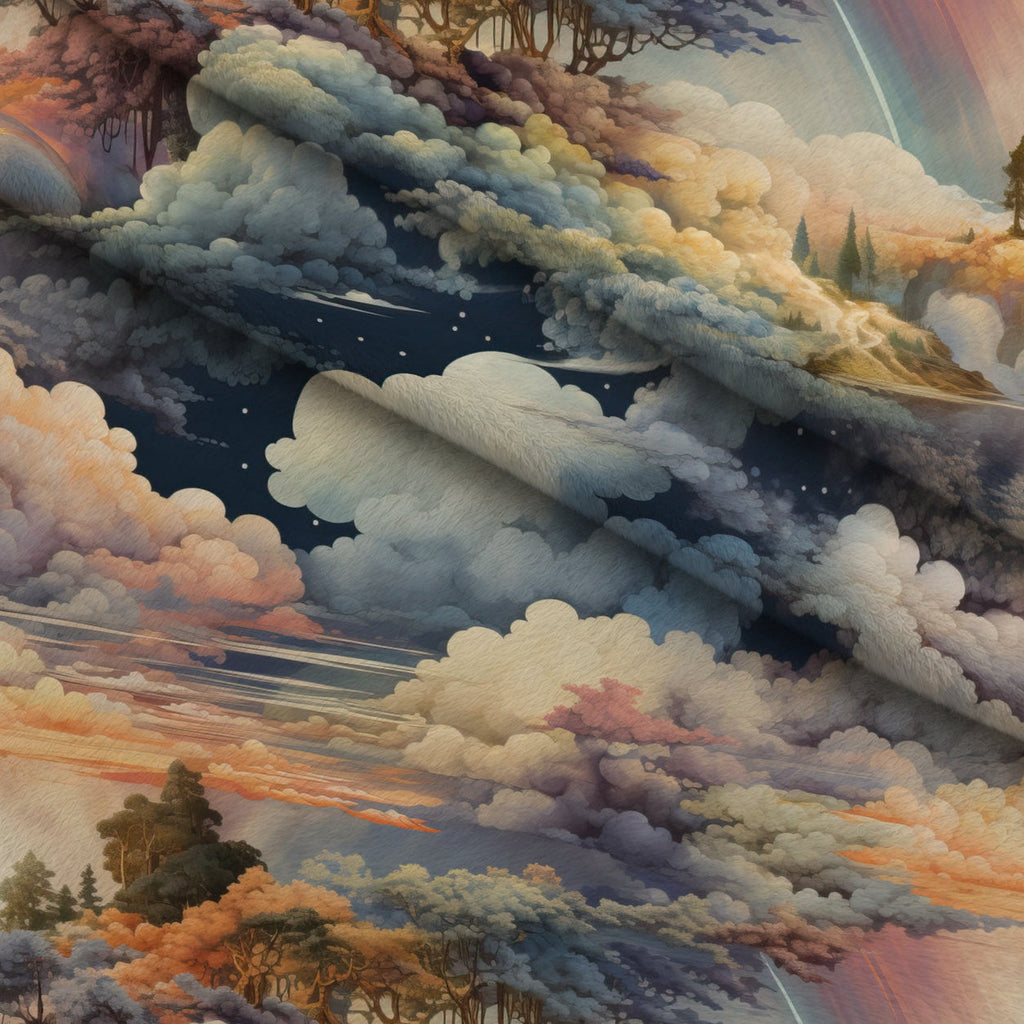 Painted Skies Pattern 1 Fleece Fabric — fleece fabric folded close-up preview (mv-fleece-v1:lying)