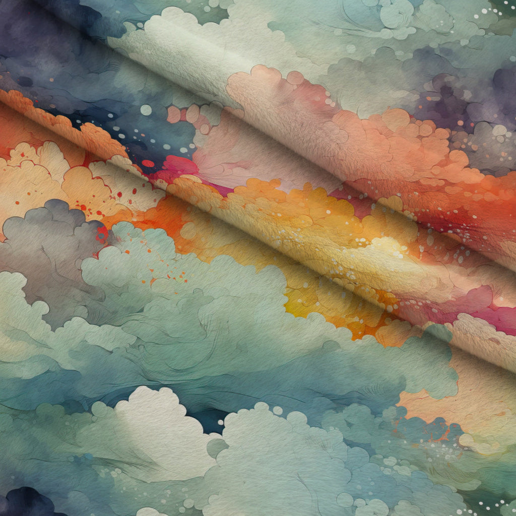 Painted Skies Pattern 10 Fleece Fabric — fleece fabric folded close-up preview (mv-fleece-v1:lying)