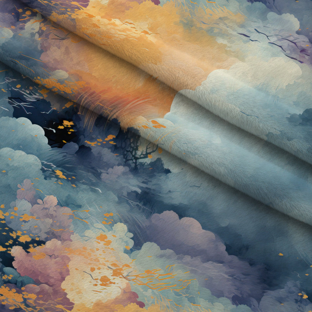 Painted Skies Pattern 11 Fleece Fabric — fleece fabric folded close-up preview (mv-fleece-v1:lying)