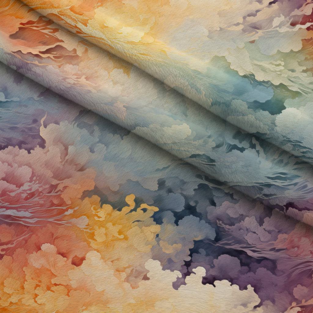 Painted Skies Pattern 12 Fleece Fabric — fleece fabric folded close-up preview (mv-fleece-v1:lying)