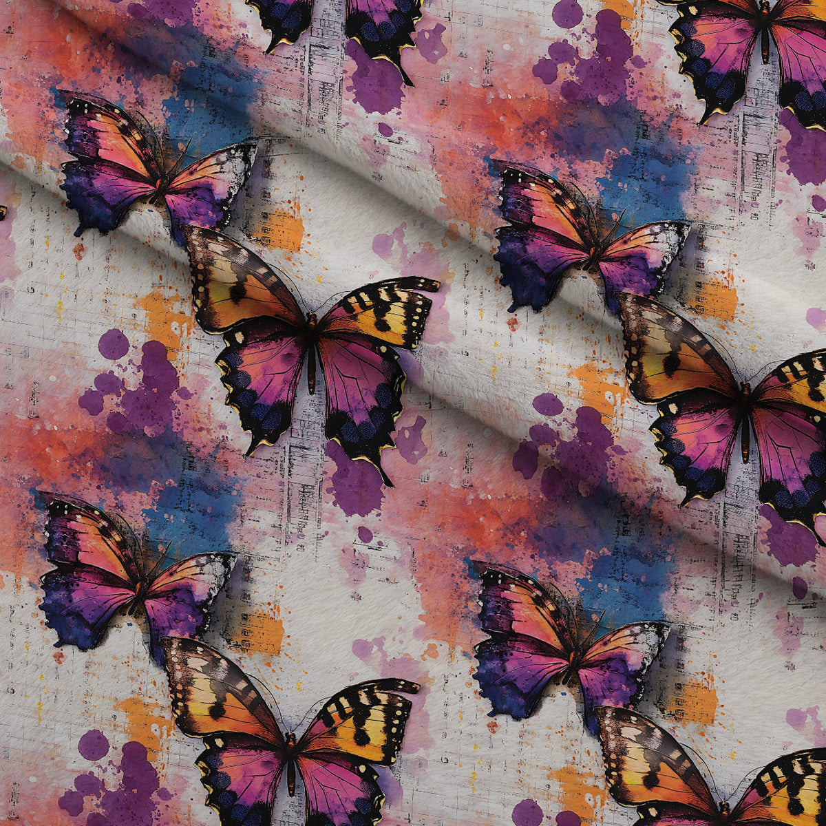Painted Wings Pattern 1 Fleece Fabric — fleece fabric folded close-up preview (mv-fleece-v1:lying)