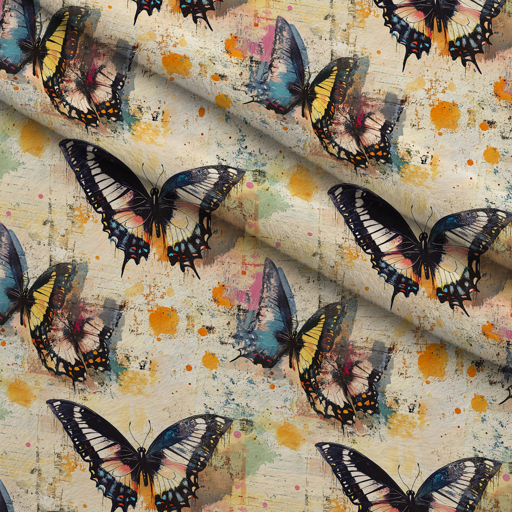 Painted Wings Pattern 19 Fleece Fabric — fleece fabric folded close-up preview (mv-fleece-v1:lying)