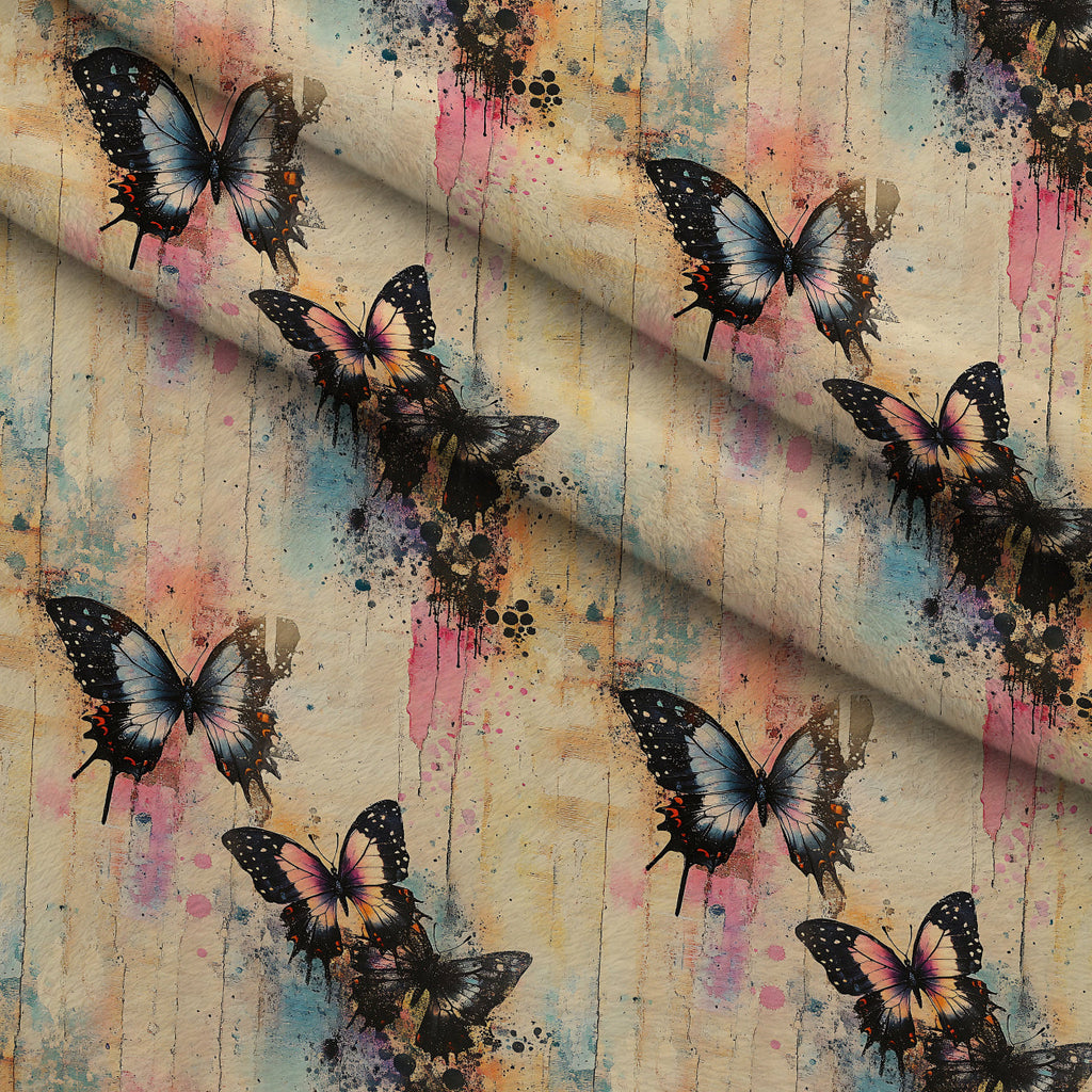 Painted Wings Pattern 9 Fleece Fabric — fleece fabric folded close-up preview (mv-fleece-v1:lying)