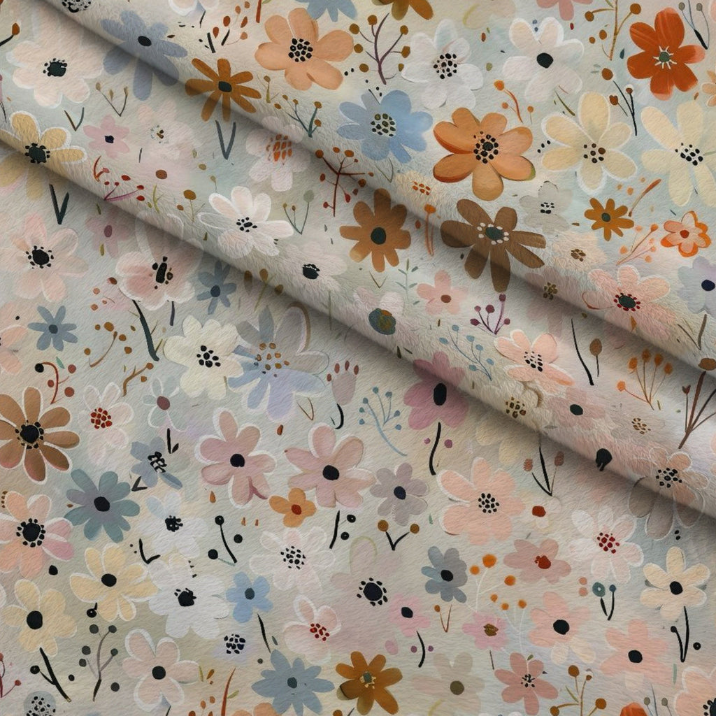 Painterly Blooms Pattern 1 Fleece Fabric — fleece fabric folded close-up preview (mv-fleece-v1:lying)