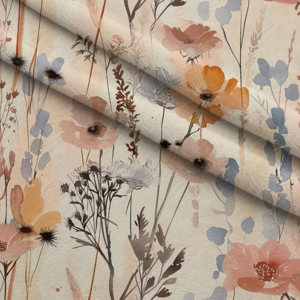 Painterly Blooms Pattern 3 Fleece Fabric — fleece fabric folded close-up preview (mv-fleece-v1:lying)