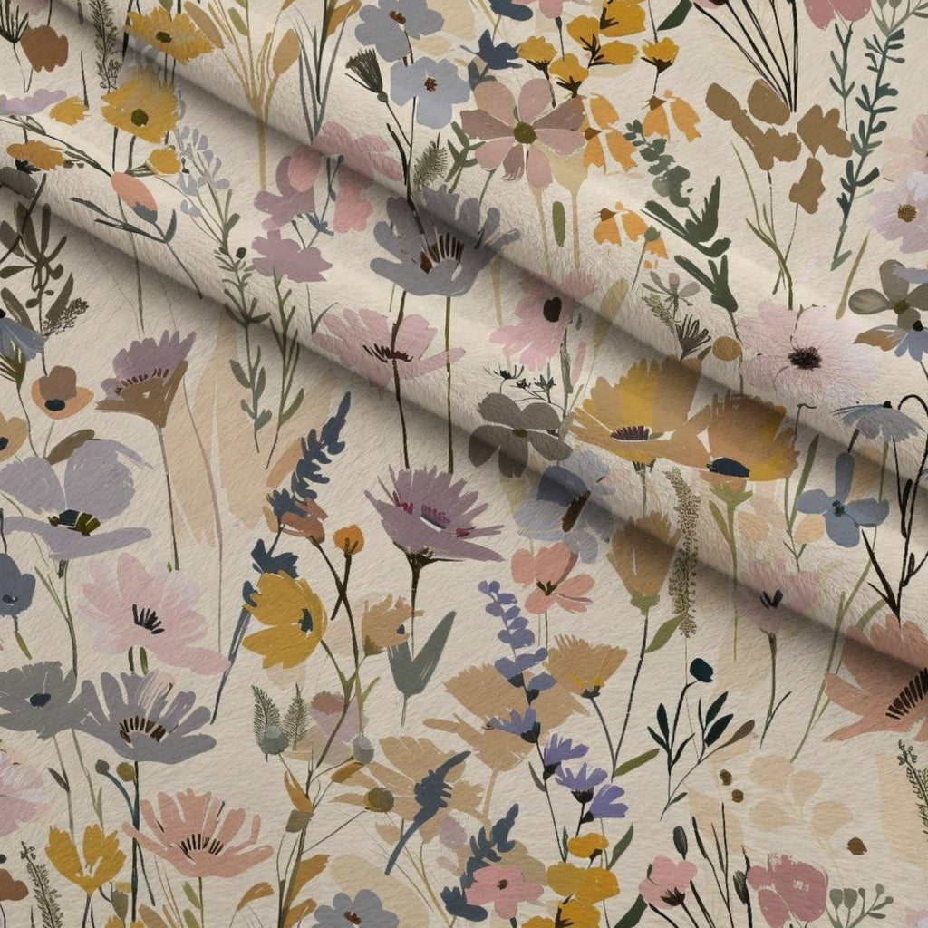 Painterly Blooms Pattern 4 Fleece Fabric — fleece fabric folded close-up preview (mv-fleece-v1:lying)