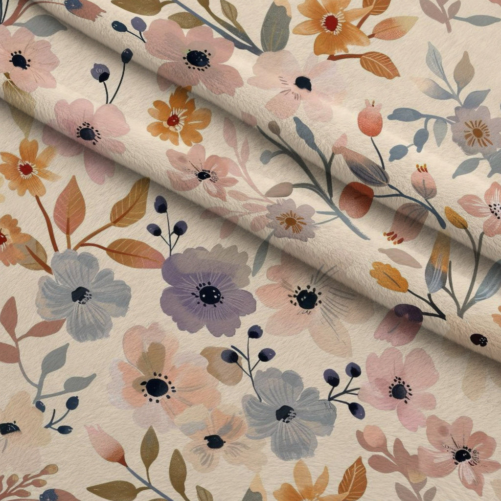 Painterly Blooms Pattern 6 Fleece Fabric — fleece fabric folded close-up preview (mv-fleece-v1:lying)