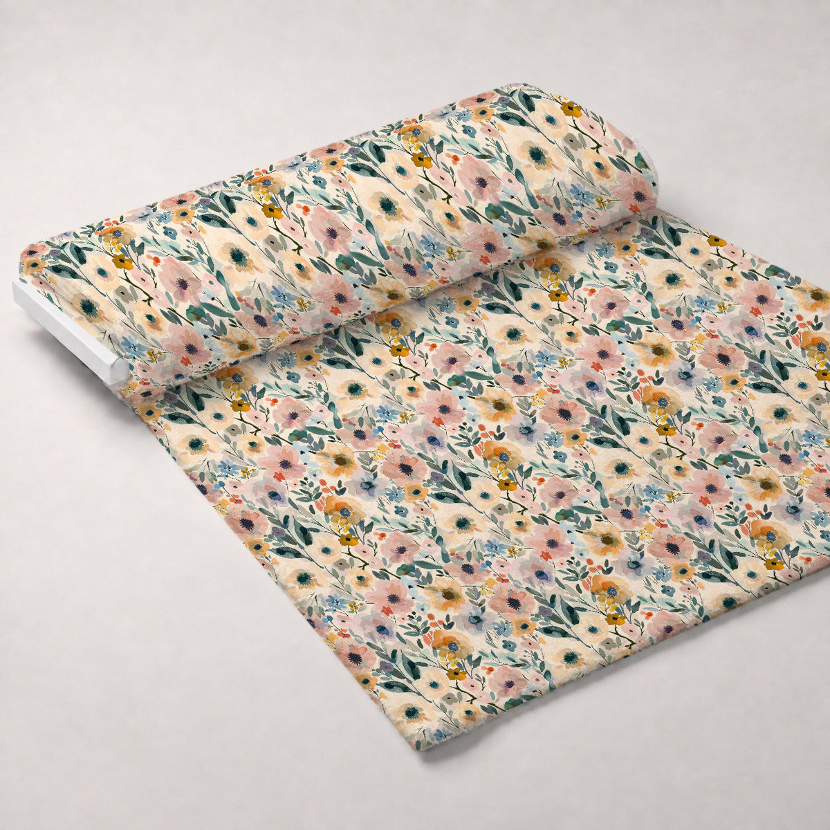 Painterly Blooms Pattern 7 Fleece Fabric — fleece fabric unrolled bolt preview (mv-fleece-v1:bolt)