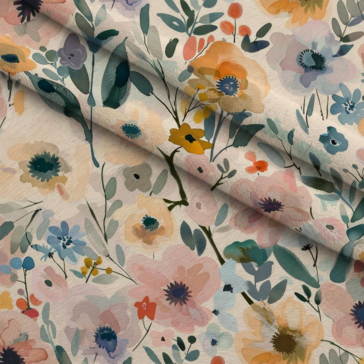 Painterly Blooms Pattern 7 Fleece Fabric — fleece fabric folded close-up preview (mv-fleece-v1:lying)