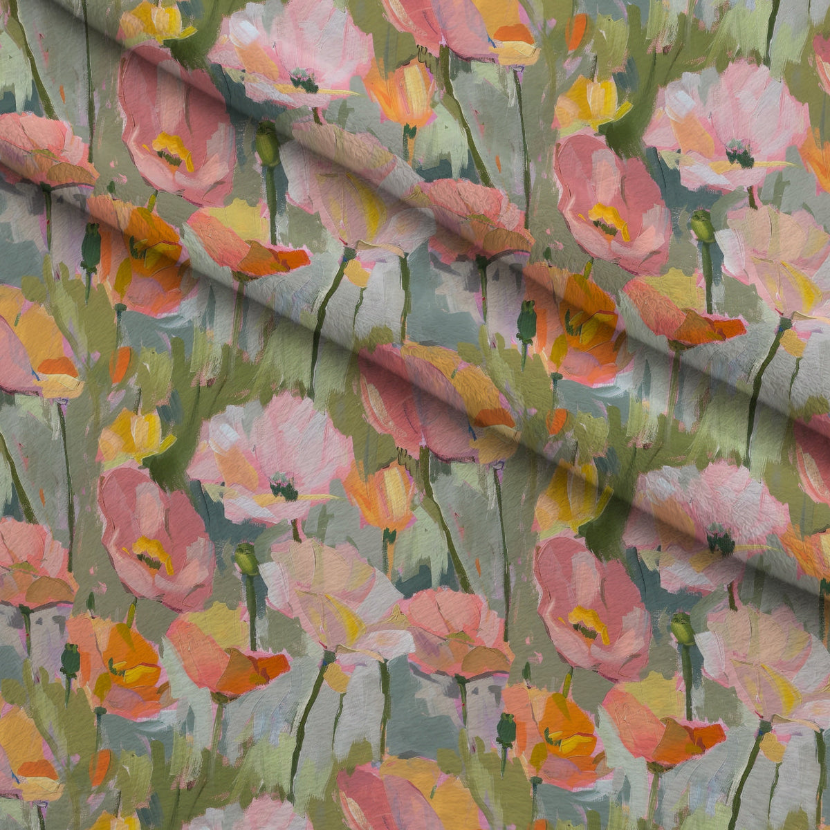 Painterly Petals Pattern 1 Fleece Fabric — fleece fabric folded close-up preview (mv-fleece-v1:lying)