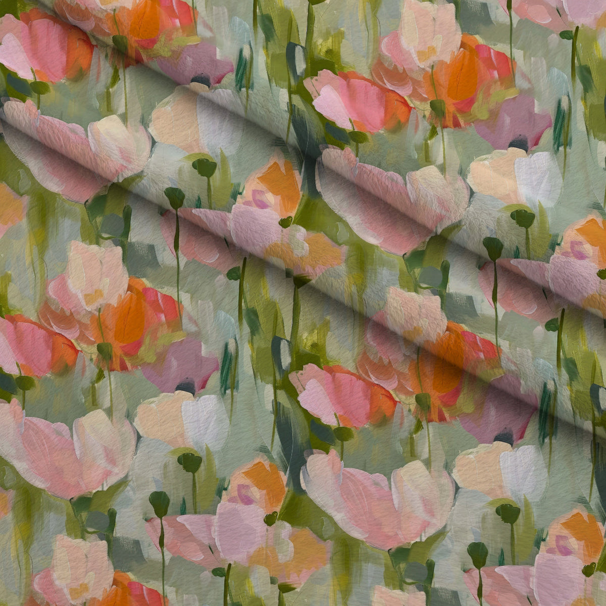 Painterly Petals Pattern 4 Fleece Fabric — fleece fabric folded close-up preview (mv-fleece-v1:lying)