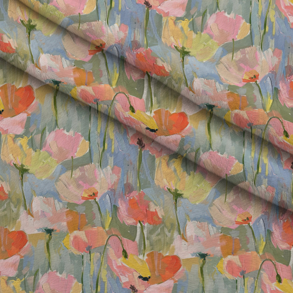 Painterly Petals Pattern 6 Fleece Fabric — fleece fabric folded close-up preview (mv-fleece-v1:lying)
