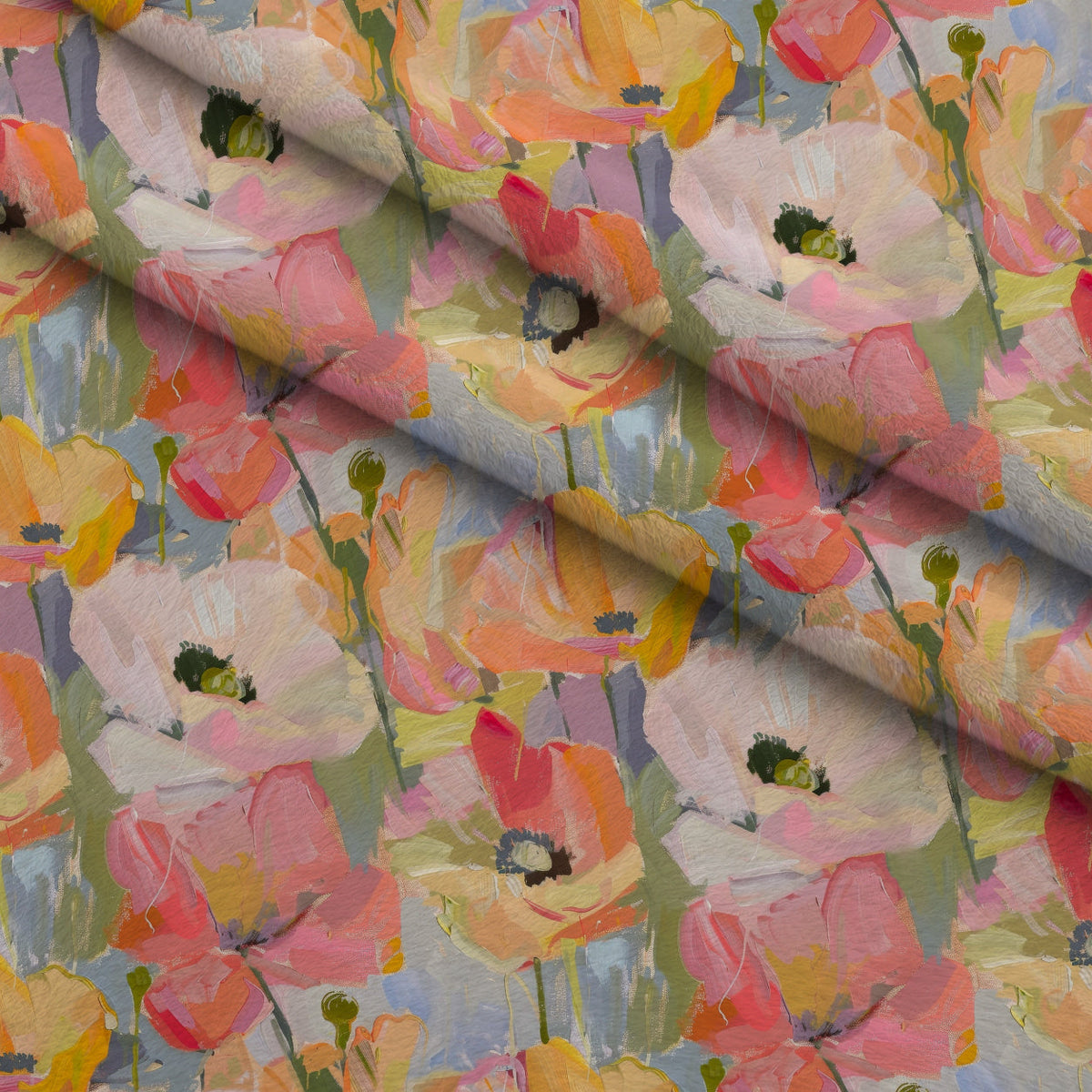 Painterly Petals Pattern 7 Fleece Fabric — fleece fabric folded close-up preview (mv-fleece-v1:lying)