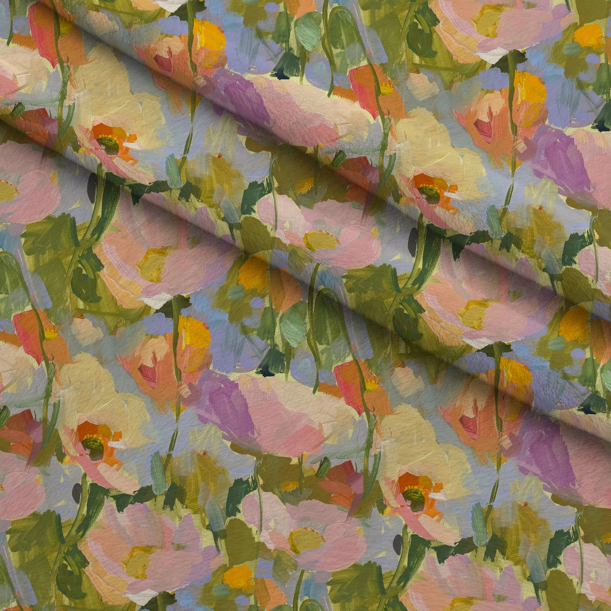 Painterly Petals Pattern 8 Fleece Fabric — fleece fabric folded close-up preview (mv-fleece-v1:lying)