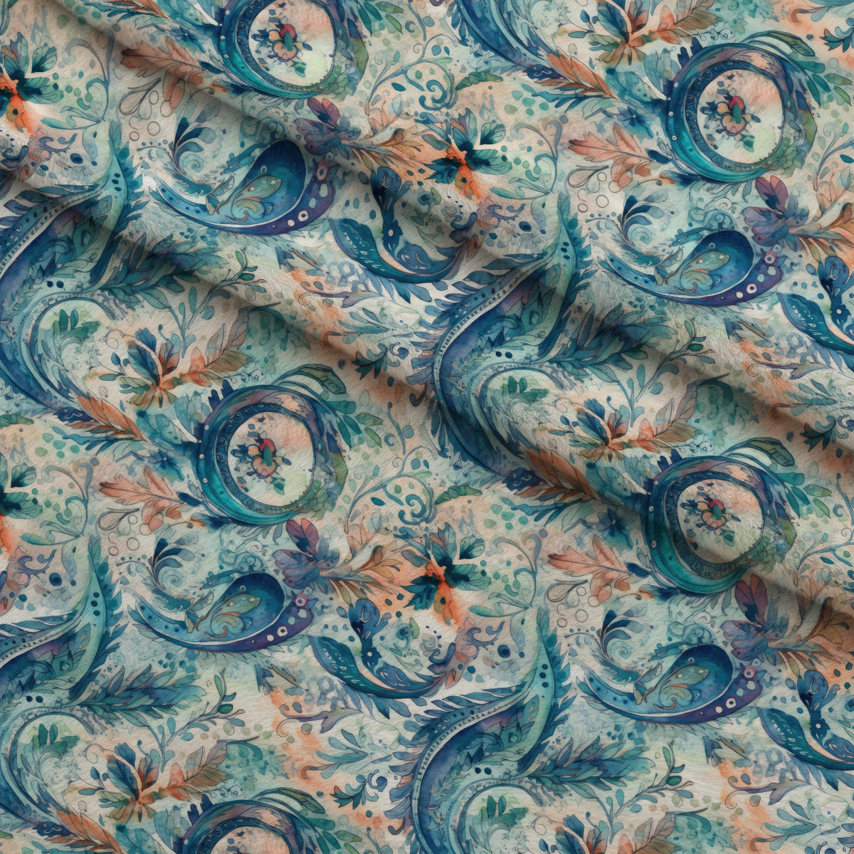Paisley Reverie Pattern 1 Fleece Fabric — fleece fabric folded close-up preview (mv-fleece-v1:lying)
