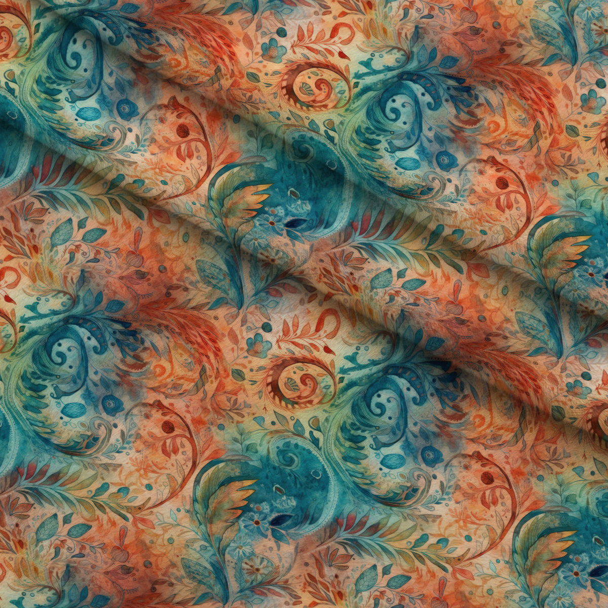 Paisley Reverie Pattern 3 Fleece Fabric — fleece fabric folded close-up preview (mv-fleece-v1:lying)
