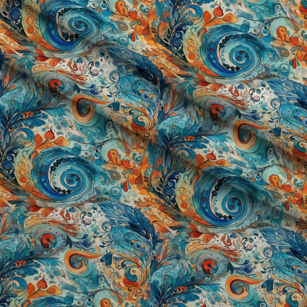 Paisley Reverie Pattern 5 Fleece Fabric — fleece fabric folded close-up preview (mv-fleece-v1:lying)