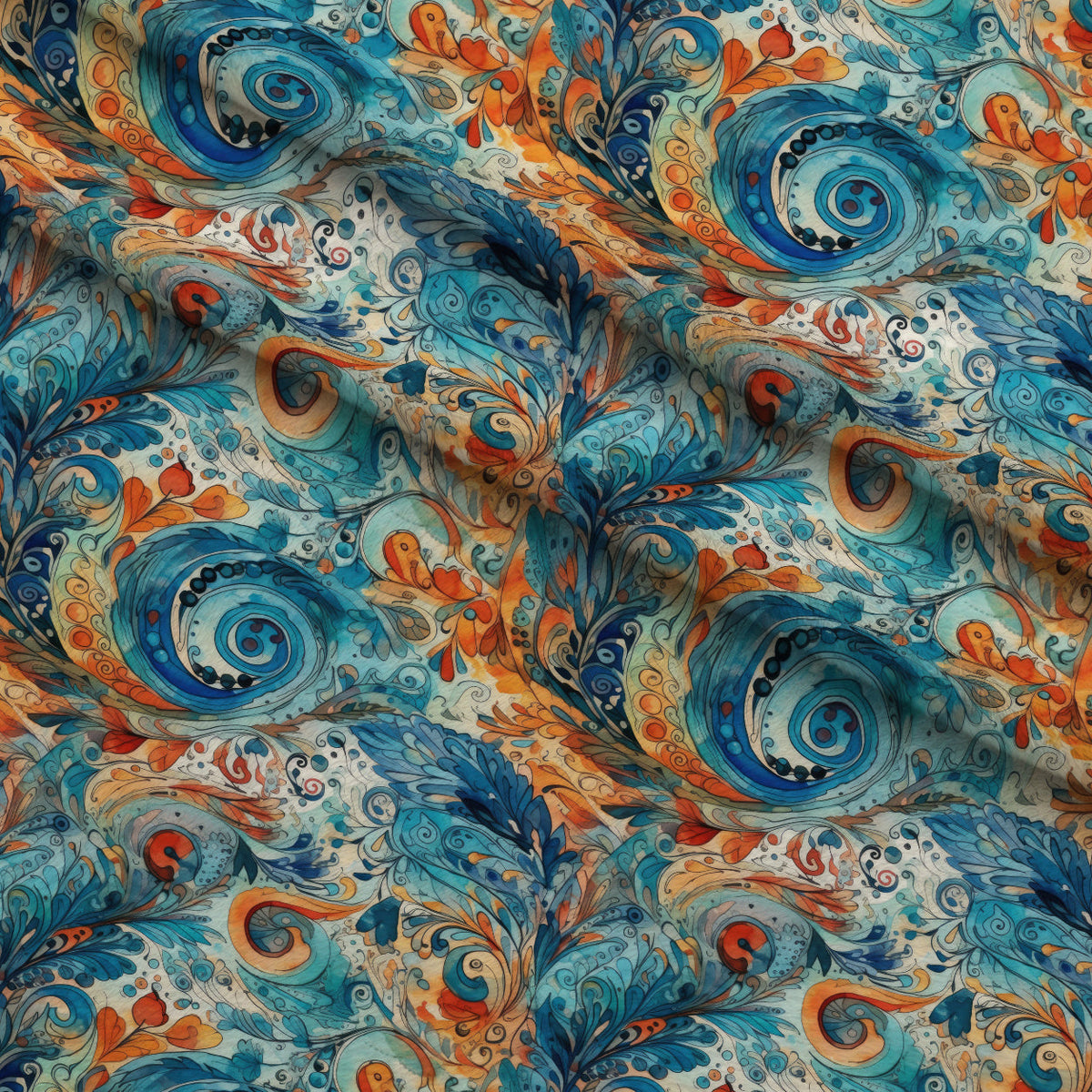 Paisley Reverie Pattern 5 Fleece Fabric — fleece fabric folded close-up preview (mv-fleece-v1:lying)