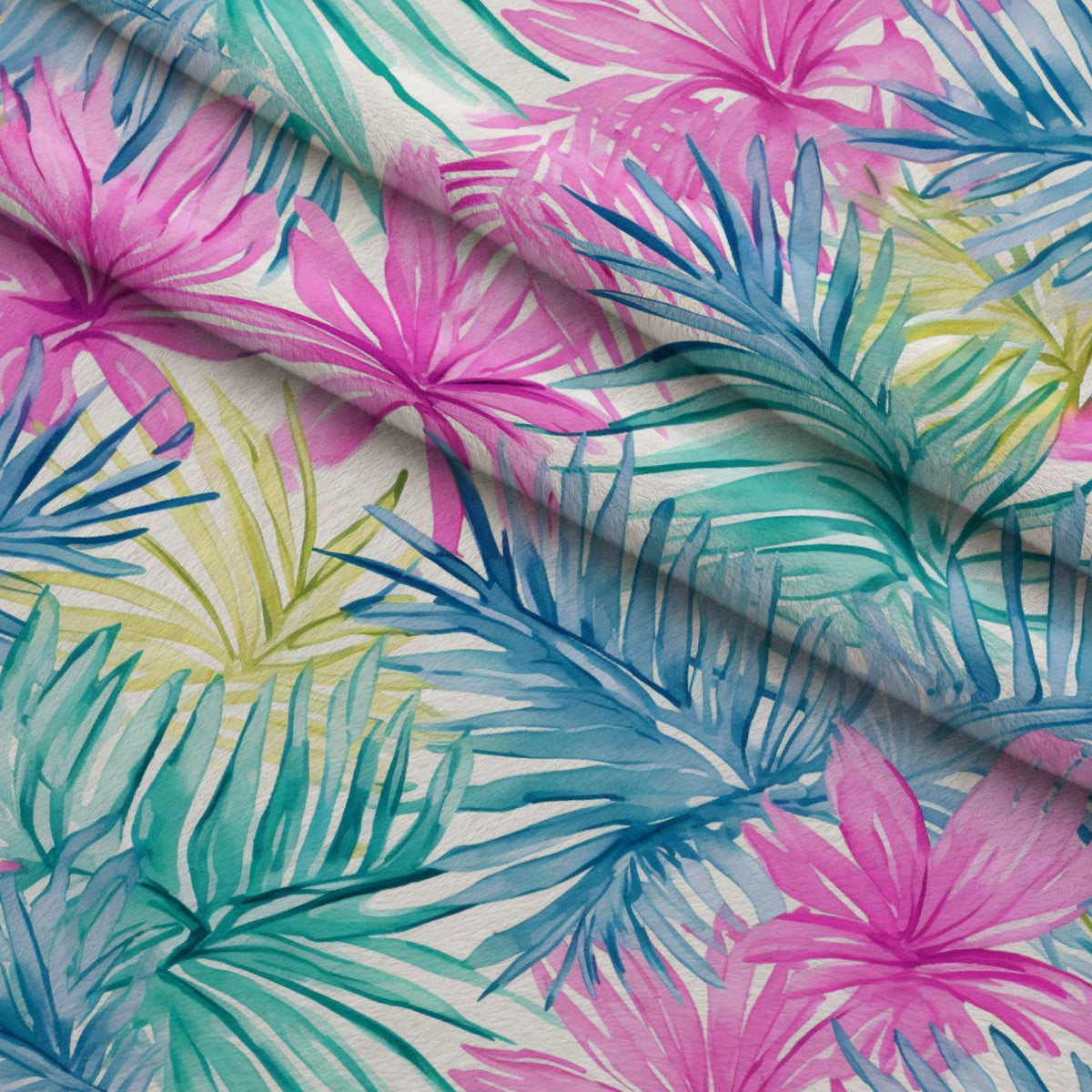 Paradise Palms Pattern 2 Fleece Fabric — fleece fabric folded close-up preview (mv-fleece-v1:lying)