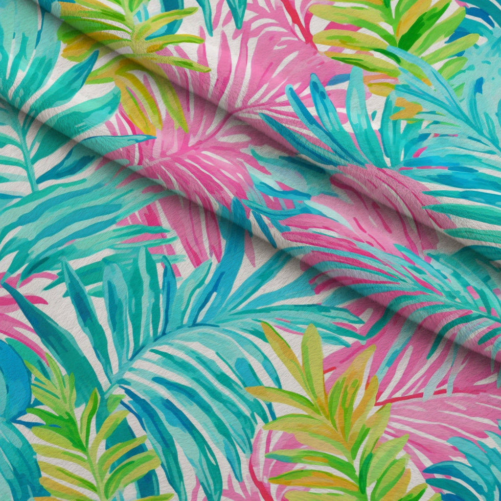 Paradise Palms Pattern 6 Fleece Fabric — fleece fabric folded close-up preview (mv-fleece-v1:lying)