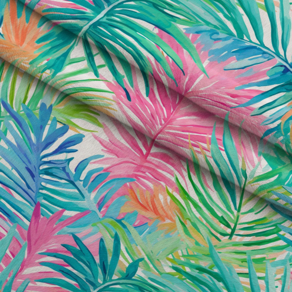 Paradise Palms Pattern 8 Fleece Fabric — fleece fabric folded close-up preview (mv-fleece-v1:lying)