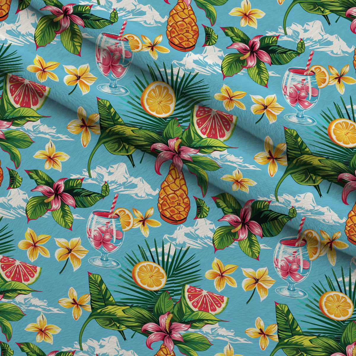 Paradise Punch Pattern 1 Fleece Fabric — fleece fabric folded close-up preview (mv-fleece-v1:lying)