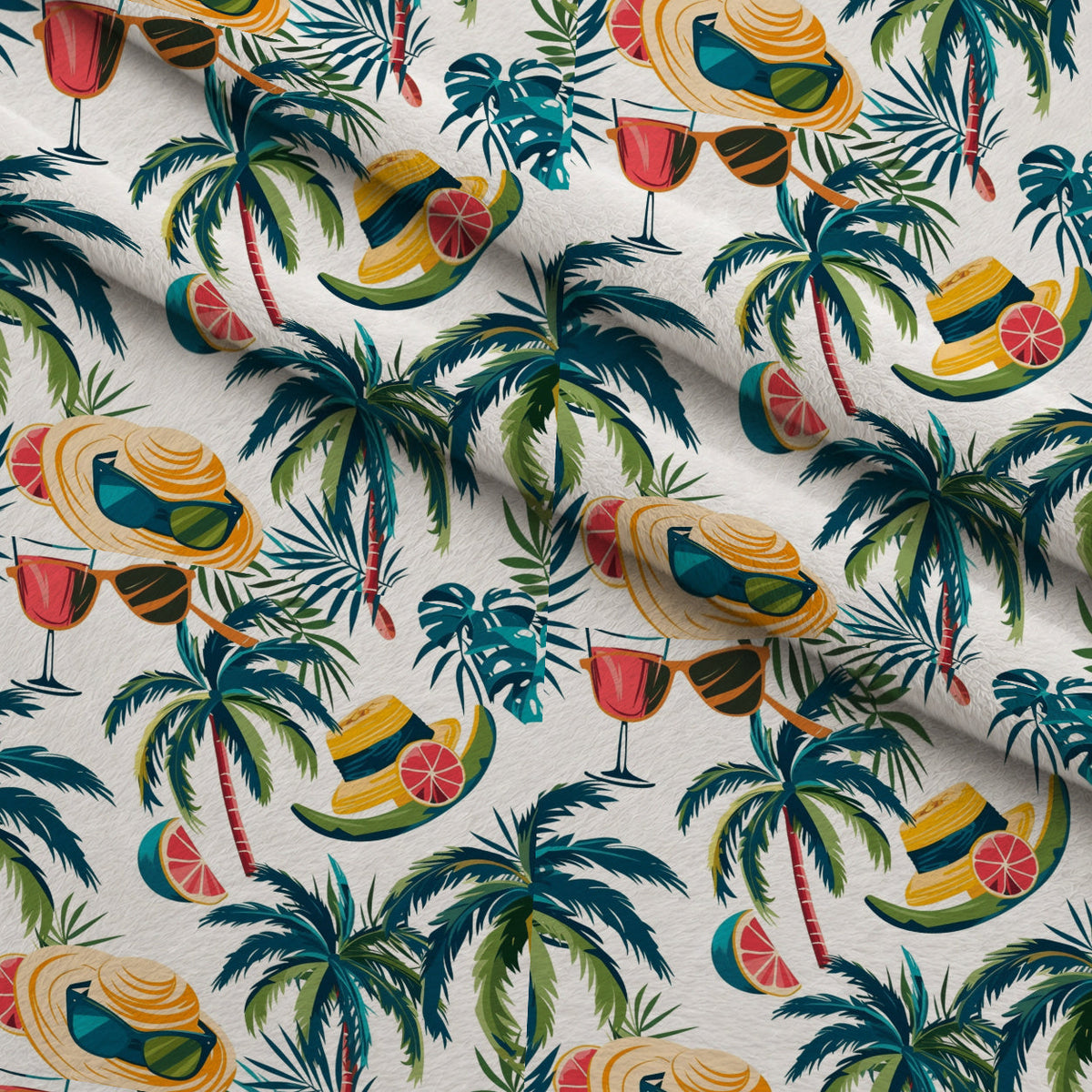 Paradise Punch Pattern 2 Fleece Fabric — fleece fabric folded close-up preview (mv-fleece-v1:lying)