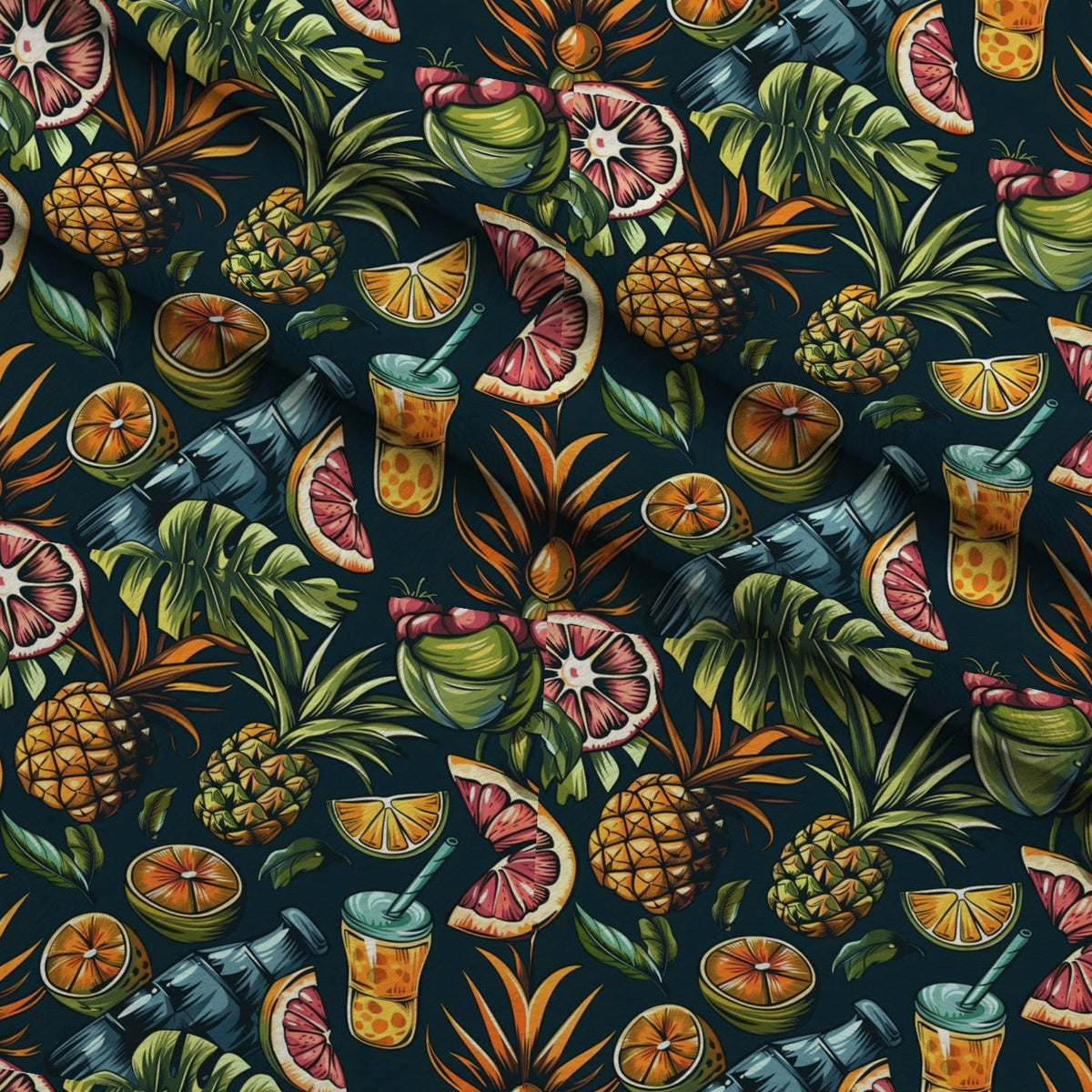 Paradise Punch Pattern 3 Fleece Fabric — fleece fabric folded close-up preview (mv-fleece-v1:lying)
