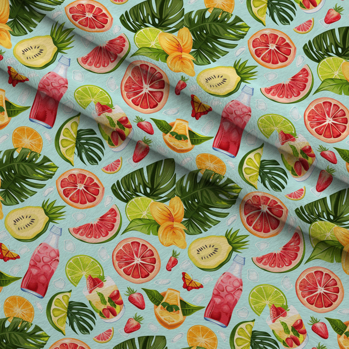 Paradise Punch Pattern 6 Fleece Fabric — fleece fabric folded close-up preview (mv-fleece-v1:lying)