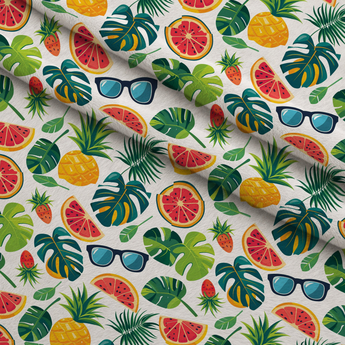 Paradise Punch Pattern 7 Fleece Fabric — fleece fabric folded close-up preview (mv-fleece-v1:lying)