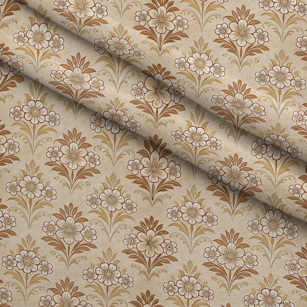 Parchment Blooms Pattern 3 Fleece Fabric — fleece fabric folded close-up preview (mv-fleece-v1:lying)