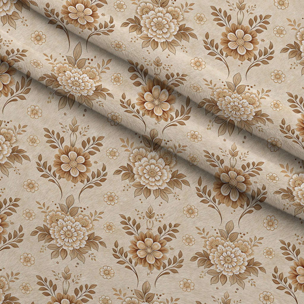 Parchment Blooms Pattern 4 Fleece Fabric — fleece fabric folded close-up preview (mv-fleece-v1:lying)