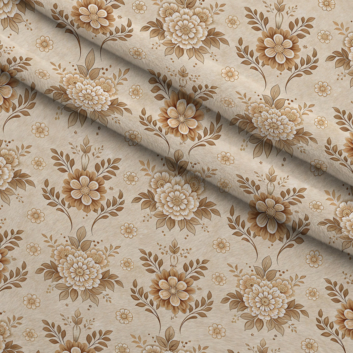 Parchment Blooms Pattern 4 Fleece Fabric — fleece fabric folded close-up preview (mv-fleece-v1:lying)