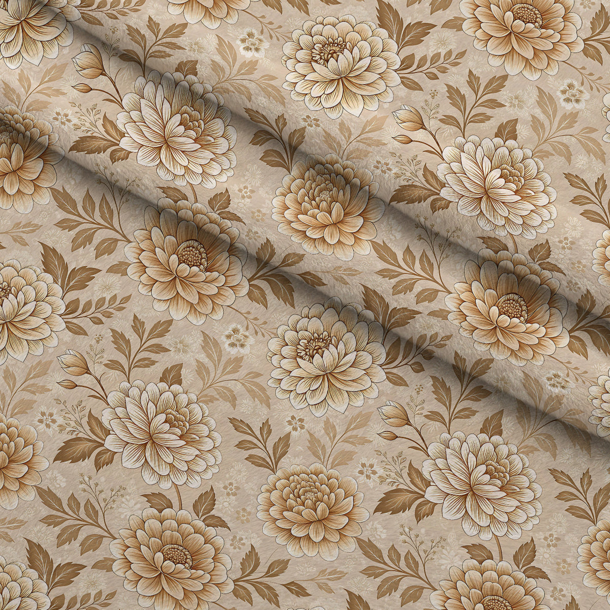Parchment Blooms Pattern 5 Fleece Fabric — fleece fabric folded close-up preview (mv-fleece-v1:lying)